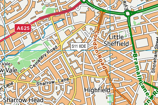 S11 8DE map - OS VectorMap District (Ordnance Survey) S11 8DE map - OS VectorMap District (Ordnance Survey)