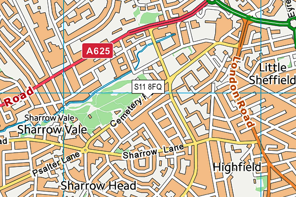 S11 8FQ map - OS VectorMap District (Ordnance Survey) S11 8FQ map - OS VectorMap District (Ordnance Survey)