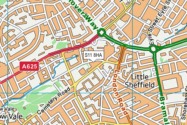 S11 8HA map - OS VectorMap District (Ordnance Survey)