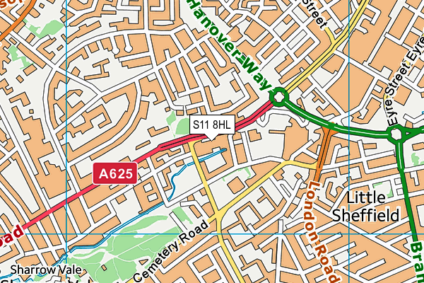 S11 8HL map - OS VectorMap District (Ordnance Survey)