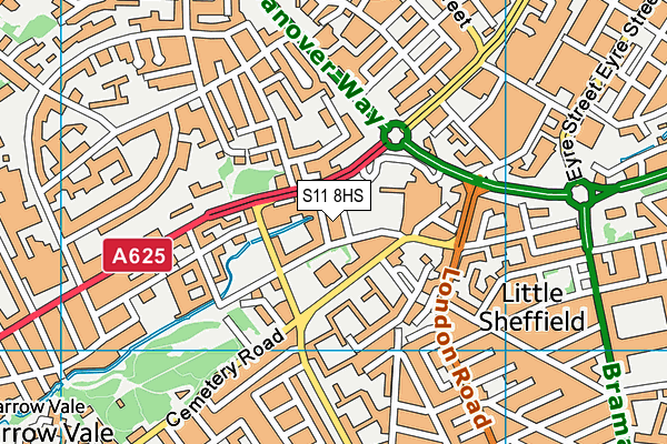 S11 8HS map - OS VectorMap District (Ordnance Survey)