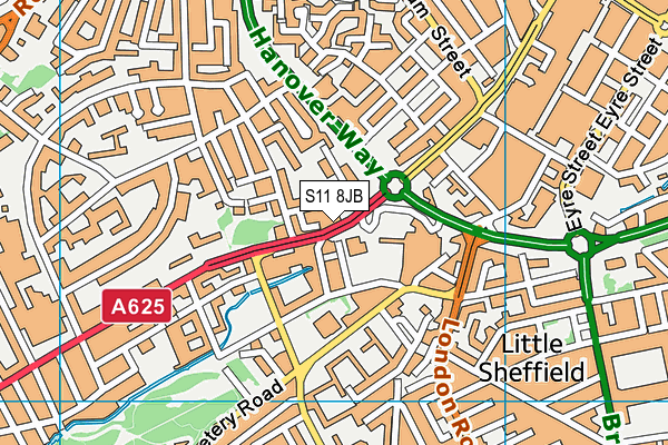 S11 8JB map - OS VectorMap District (Ordnance Survey) S11 8JB map - OS VectorMap District (Ordnance Survey)