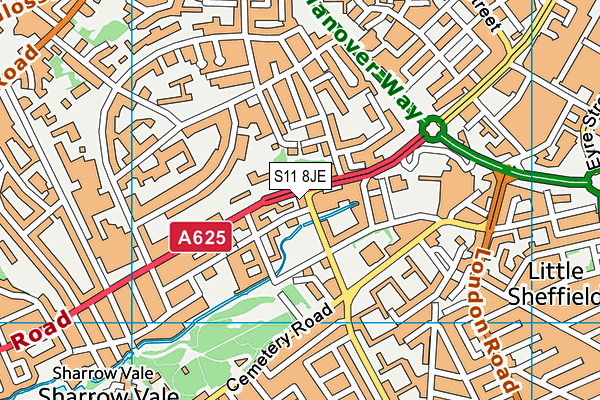 S11 8JE map - OS VectorMap District (Ordnance Survey) S11 8JE map - OS VectorMap District (Ordnance Survey)
