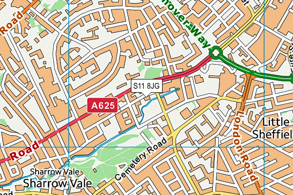 S11 8JG map - OS VectorMap District (Ordnance Survey) S11 8JG map - OS VectorMap District (Ordnance Survey)