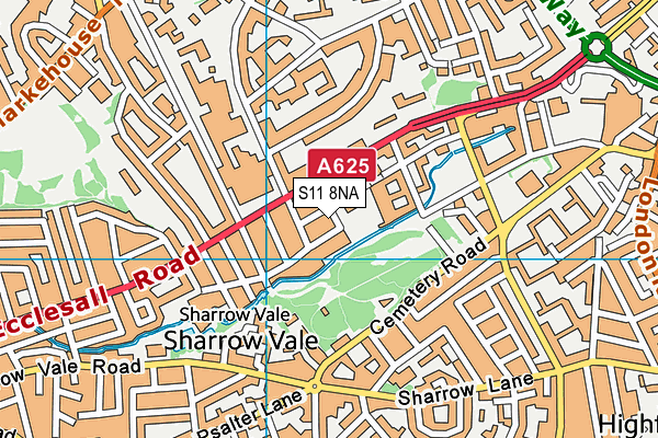 S11 8NA map - OS VectorMap District (Ordnance Survey)