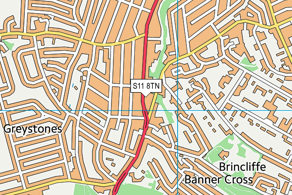 S11 8TN map - OS VectorMap District (Ordnance Survey)