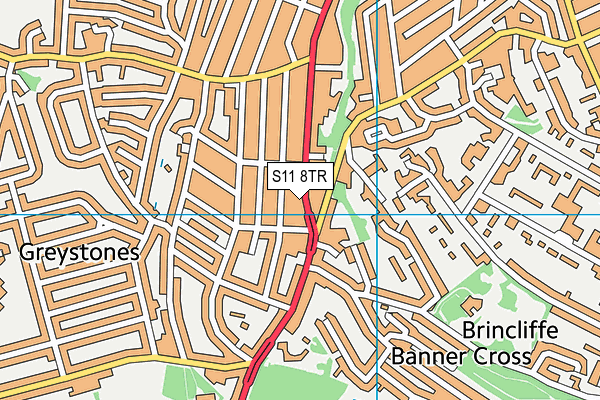 S11 8TR map - OS VectorMap District (Ordnance Survey)
