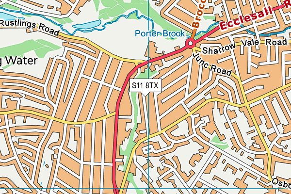 S11 8TX map - OS VectorMap District (Ordnance Survey) S11 8TX map - OS VectorMap District (Ordnance Survey)