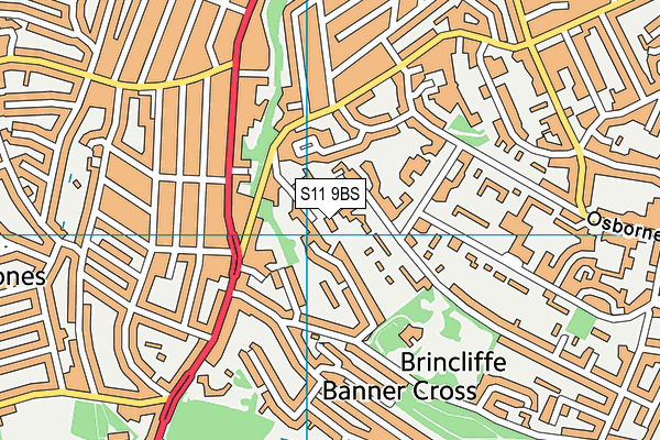 S11 9BS map - OS VectorMap District (Ordnance Survey)