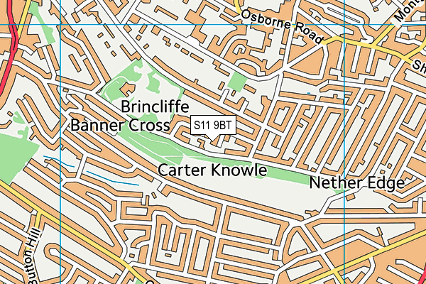 S11 9BT map - OS VectorMap District (Ordnance Survey)