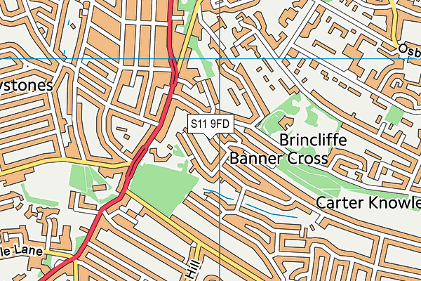 S11 9FD map - OS VectorMap District (Ordnance Survey)