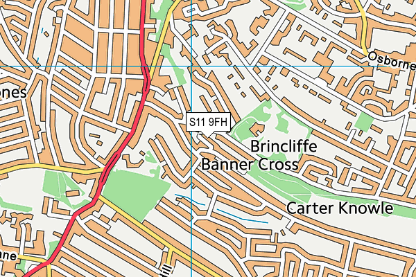 S11 9FH map - OS VectorMap District (Ordnance Survey)