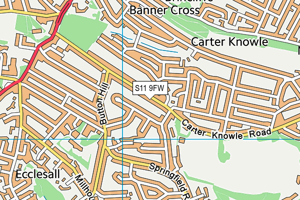 S11 9FW map - OS VectorMap District (Ordnance Survey)