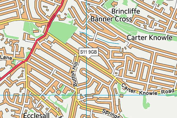 S11 9GB map - OS VectorMap District (Ordnance Survey)
