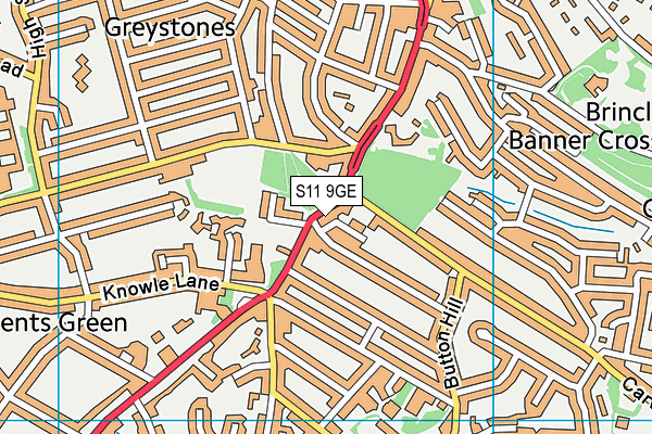 S11 9GE map - OS VectorMap District (Ordnance Survey) S11 9GE map - OS VectorMap District (Ordnance Survey)