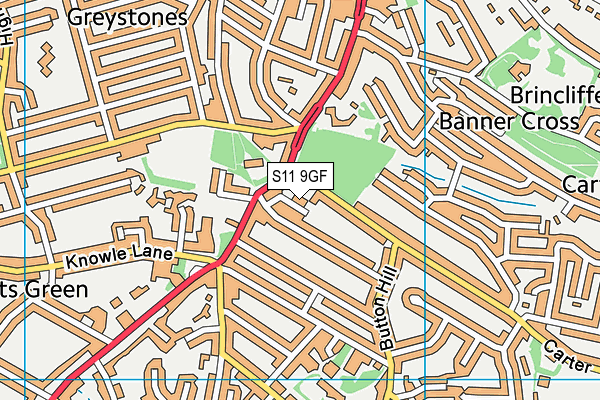 S11 9GF map - OS VectorMap District (Ordnance Survey) S11 9GF map - OS VectorMap District (Ordnance Survey)