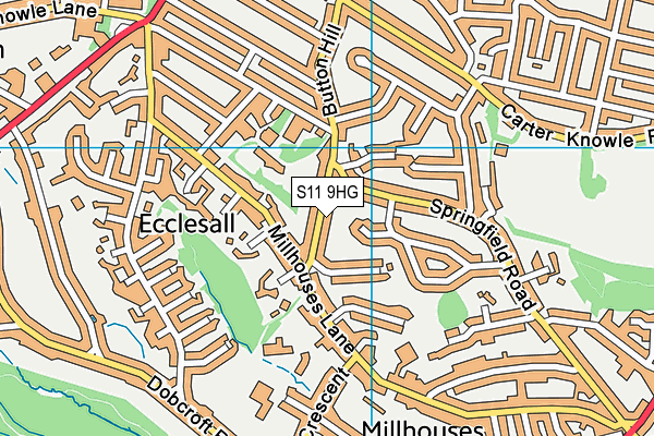 S11 9HG map - OS VectorMap District (Ordnance Survey)