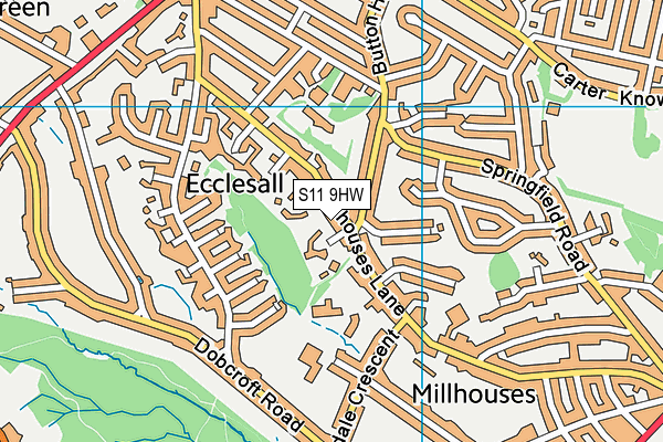 S11 9HW map - OS VectorMap District (Ordnance Survey)