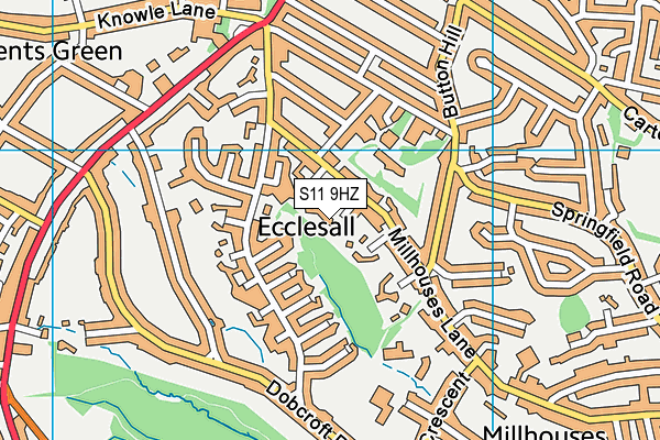 S11 9HZ map - OS VectorMap District (Ordnance Survey)