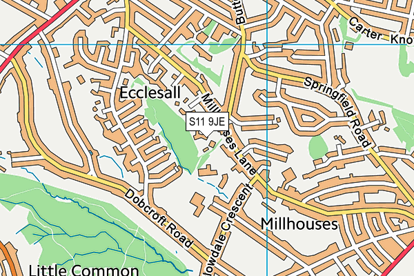 S11 9JE map - OS VectorMap District (Ordnance Survey)