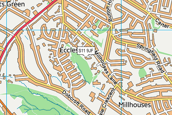 S11 9JF map - OS VectorMap District (Ordnance Survey)