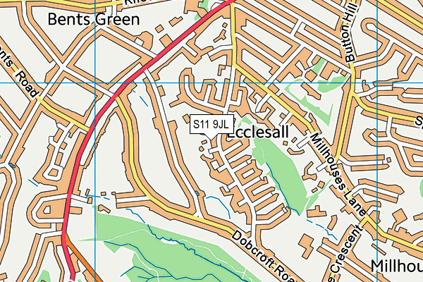 S11 9JL map - OS VectorMap District (Ordnance Survey)