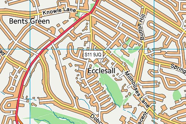 S11 9JQ map - OS VectorMap District (Ordnance Survey)