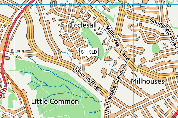 S11 9LD map - OS VectorMap District (Ordnance Survey)
