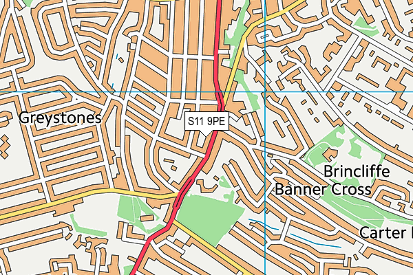S11 9PE map - OS VectorMap District (Ordnance Survey) S11 9PE map - OS VectorMap District (Ordnance Survey)