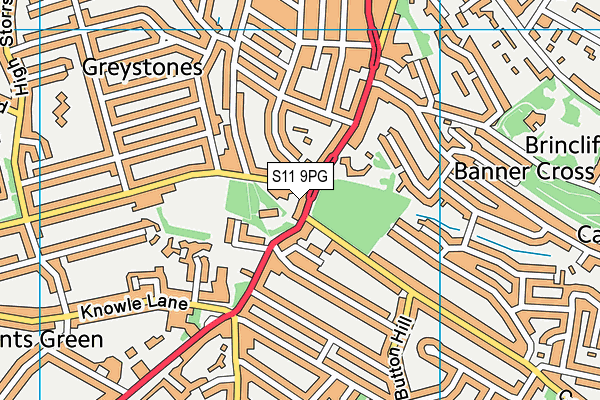 S11 9PG map - OS VectorMap District (Ordnance Survey)