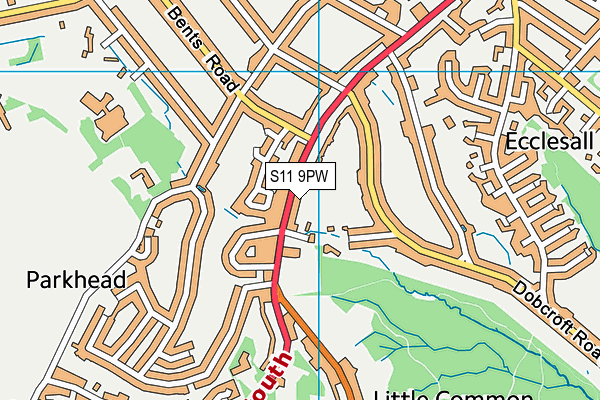 S11 9PW map - OS VectorMap District (Ordnance Survey) S11 9PW map - OS VectorMap District (Ordnance Survey)