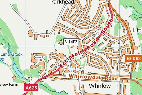 S11 9PZ map - OS VectorMap District (Ordnance Survey) S11 9PZ map - OS VectorMap District (Ordnance Survey)