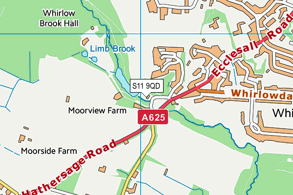 S11 9QD map - OS VectorMap District (Ordnance Survey)