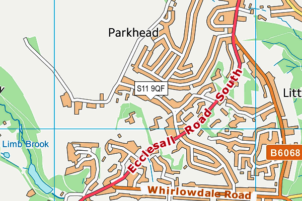 S11 9QF map - OS VectorMap District (Ordnance Survey)