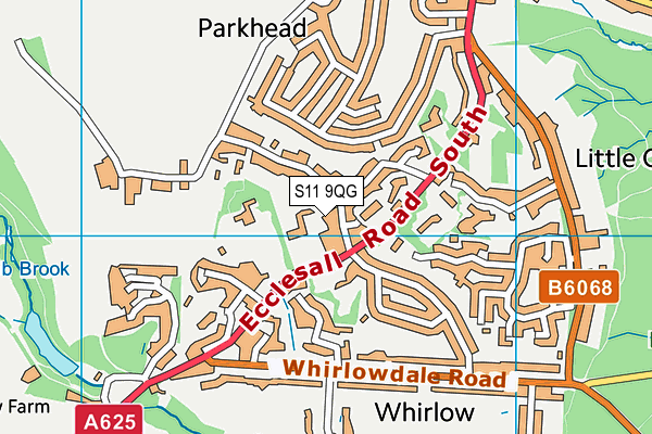 S11 9QG map - OS VectorMap District (Ordnance Survey)