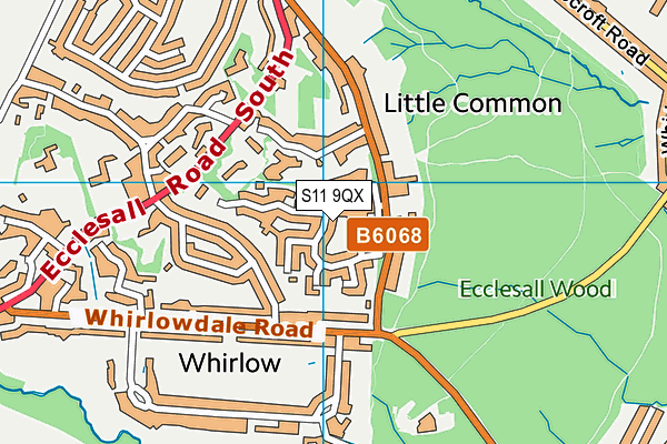 S11 9QX map - OS VectorMap District (Ordnance Survey)