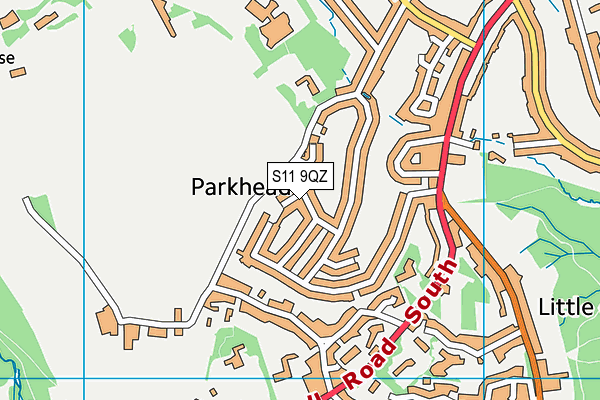 S11 9QZ map - OS VectorMap District (Ordnance Survey)