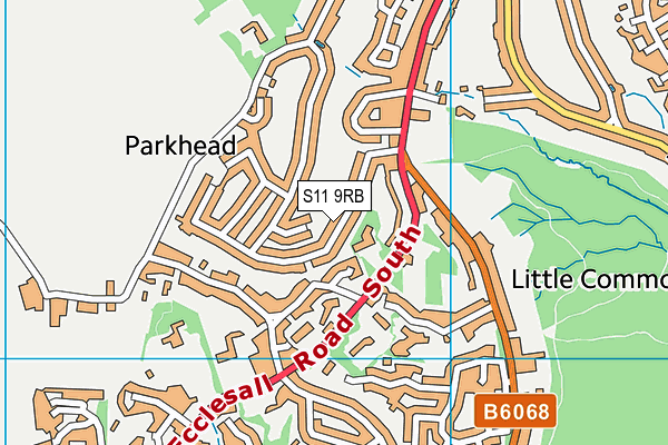 S11 9RB map - OS VectorMap District (Ordnance Survey)