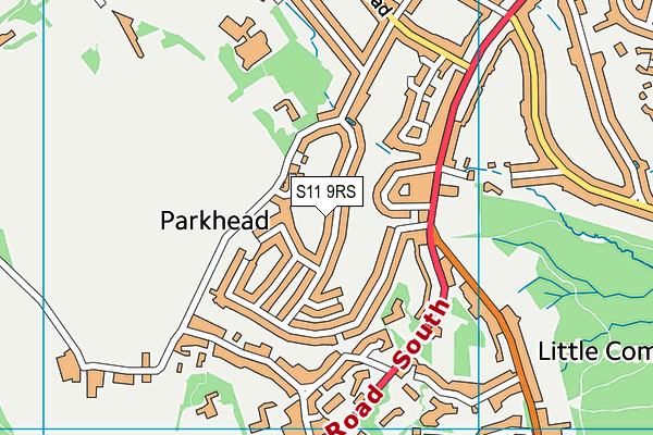 S11 9RS map - OS VectorMap District (Ordnance Survey) S11 9RS map - OS VectorMap District (Ordnance Survey)