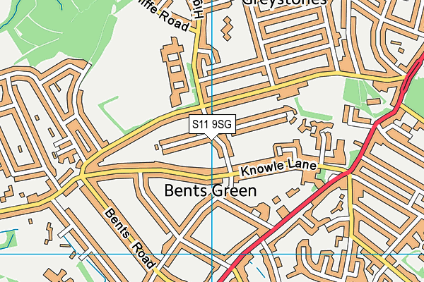 S11 9SG map - OS VectorMap District (Ordnance Survey)