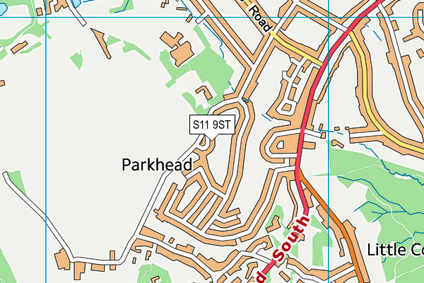 S11 9ST map - OS VectorMap District (Ordnance Survey)