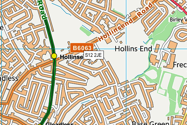 S12 2JE map - OS VectorMap District (Ordnance Survey)