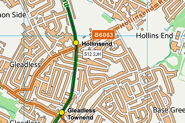S12 2JH map - OS VectorMap District (Ordnance Survey)
