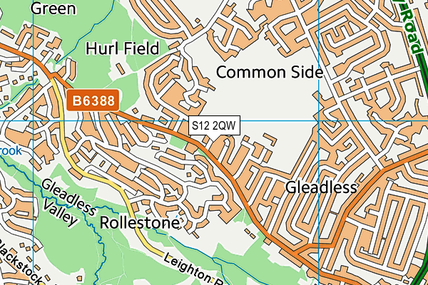 S12 2QW map - OS VectorMap District (Ordnance Survey)