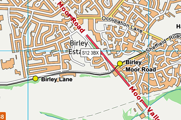S12 3BX map - OS VectorMap District (Ordnance Survey) S12 3BX map - OS VectorMap District (Ordnance Survey)
