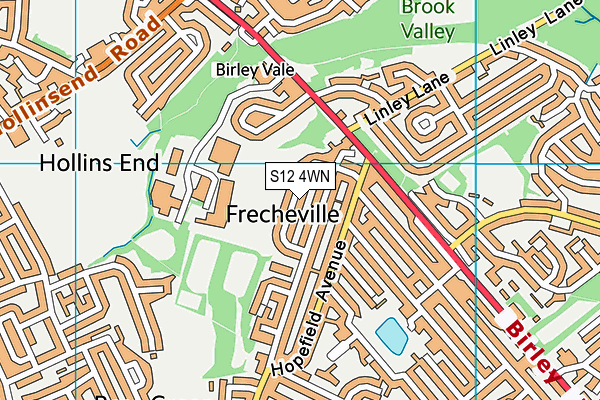 S12 4WN map - OS VectorMap District (Ordnance Survey)