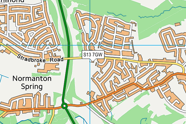 S13 7GW map - OS VectorMap District (Ordnance Survey)