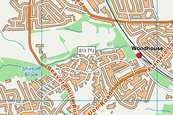 S13 7TJ map - OS VectorMap District (Ordnance Survey)