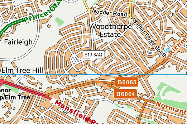 S13 8AQ map - OS VectorMap District (Ordnance Survey)