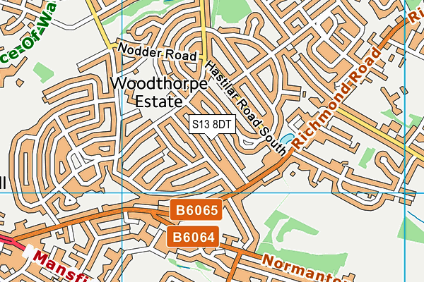 S13 8DT map - OS VectorMap District (Ordnance Survey)